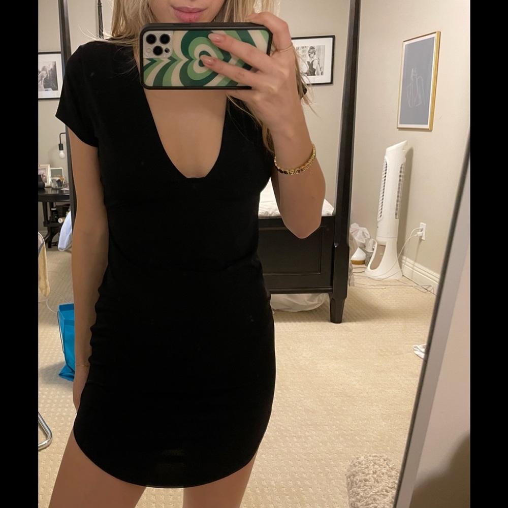 Black stretchy mini dress